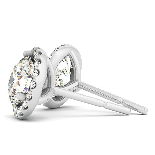 14k White Gold Round Prong Halo Style Earrings (1 cttw) - Premium Earrings - Just $6157.99! Shop now at Pulse Designer Fashion