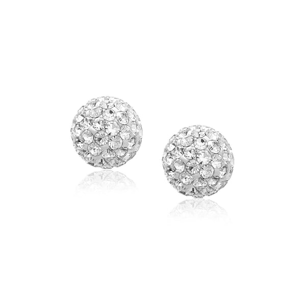 14k Yellow Gold Stud White Crystal Ball Earrings - Premium Earrings - Just $97.99! Shop now at Pulse Designer Fashion