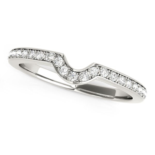 14k White Gold Modern Curved Prong Set Diamond Wedding Band (1/8 cttw) - Premium Rings - Just $1028.99! Shop now at Pulse Designer Fashion