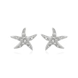 Sterling Silver Starfish Earrings with Cubic Zirconias - Premium Earrings - Just $63.99! Shop now at Pulse Designer Fashion