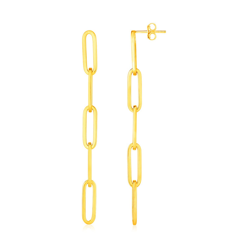 14K Yellow Gold Five Link Paperclip Chain Earrings - Premium Earrings - Just $822.99! Shop now at Pulse Designer Fashion