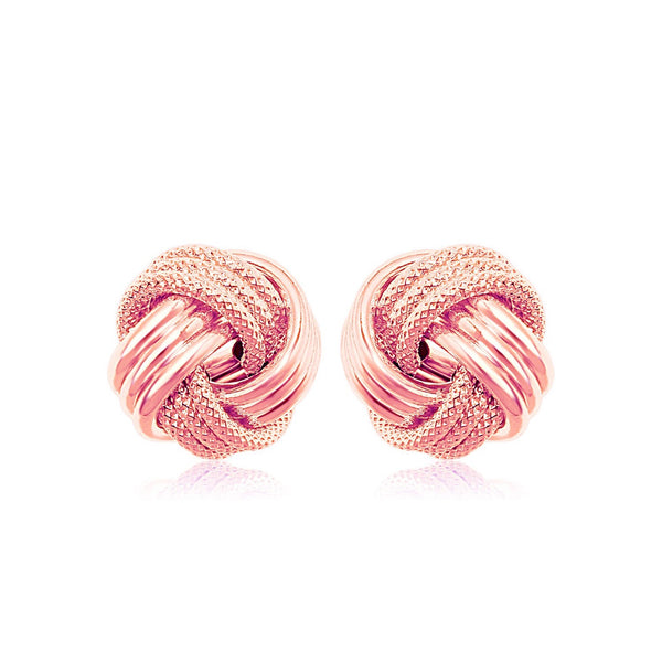 14k Rose Gold Love Knot with Ridge Texture Earrings - Premium Earrings - Just $240.99! Shop now at Pulse Designer Fashion