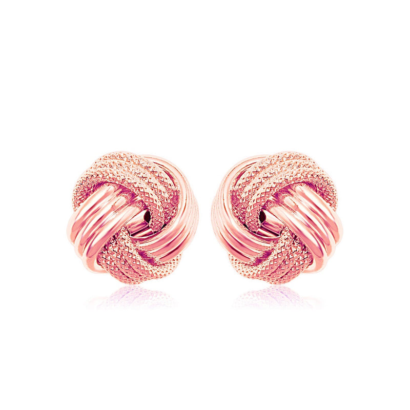 14k Rose Gold Love Knot with Ridge Texture Earrings - Premium Earrings - Just $240.99! Shop now at Pulse Designer Fashion