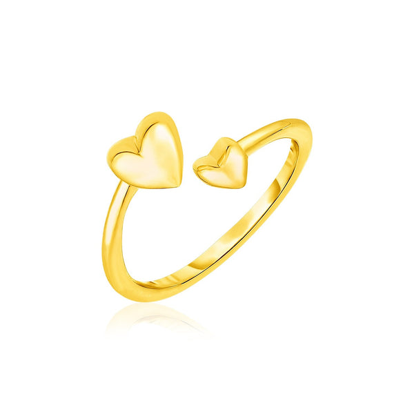 14k Yellow Gold Bypass Style Toe Ring with Polished Hearts - Premium Toe Rings - Just $191.99! Shop now at Pulse Designer Fashion