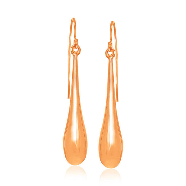 14k Rose Gold Long Polished Teardrop Dangling Earrings - Premium Earrings - Just $261.99! Shop now at Pulse Designer Fashion