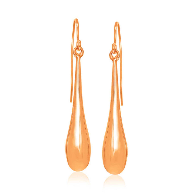 14k Rose Gold Long Polished Teardrop Dangling Earrings - Premium Earrings - Just $236.99! Shop now at Pulse Designer Fashion