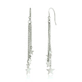 Sterling Silver Tassel Earrings with Polished Stars - Premium Earrings - Just $95.99! Shop now at Pulse Designer Fashion