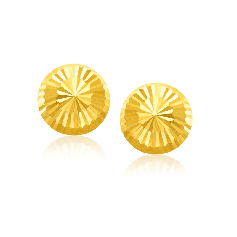 14k Yellow Gold Diamond Cut Flat Design Stud Earrings - Premium Earrings - Just $187.99! Shop now at Pulse Designer Fashion