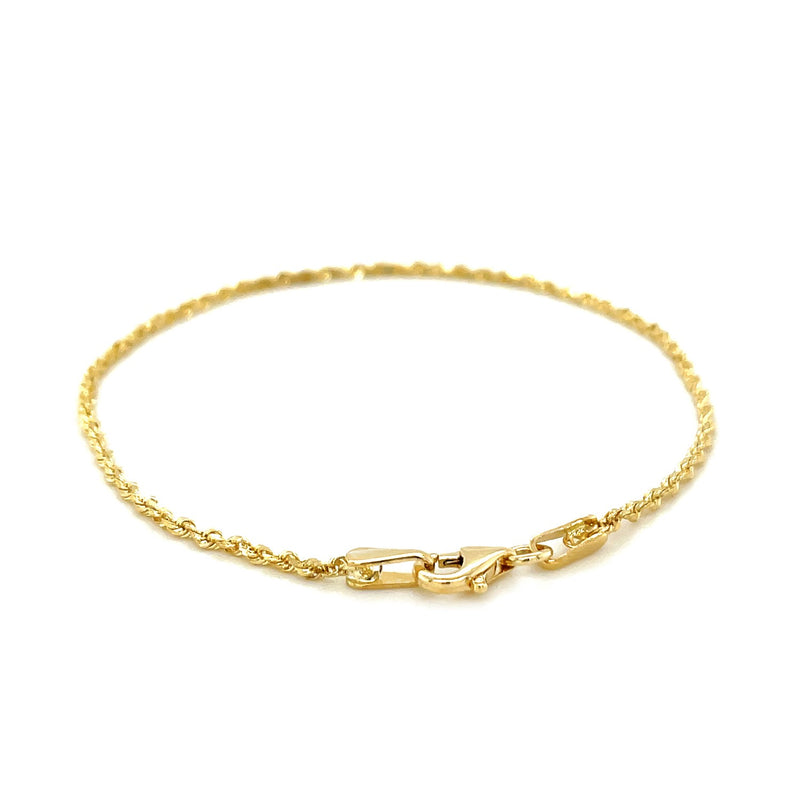 10k Yellow Gold Solid Diamond Cut Rope Bracelet 1.5mm - Premium Bracelets - Just $193.99! Shop now at Pulse Designer Fashion