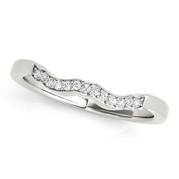 14k White Gold Wavy Style Diamond Wedding Ring (1/15 cttw) - Premium Rings - Just $1085.99! Shop now at Pulse Designer Fashion