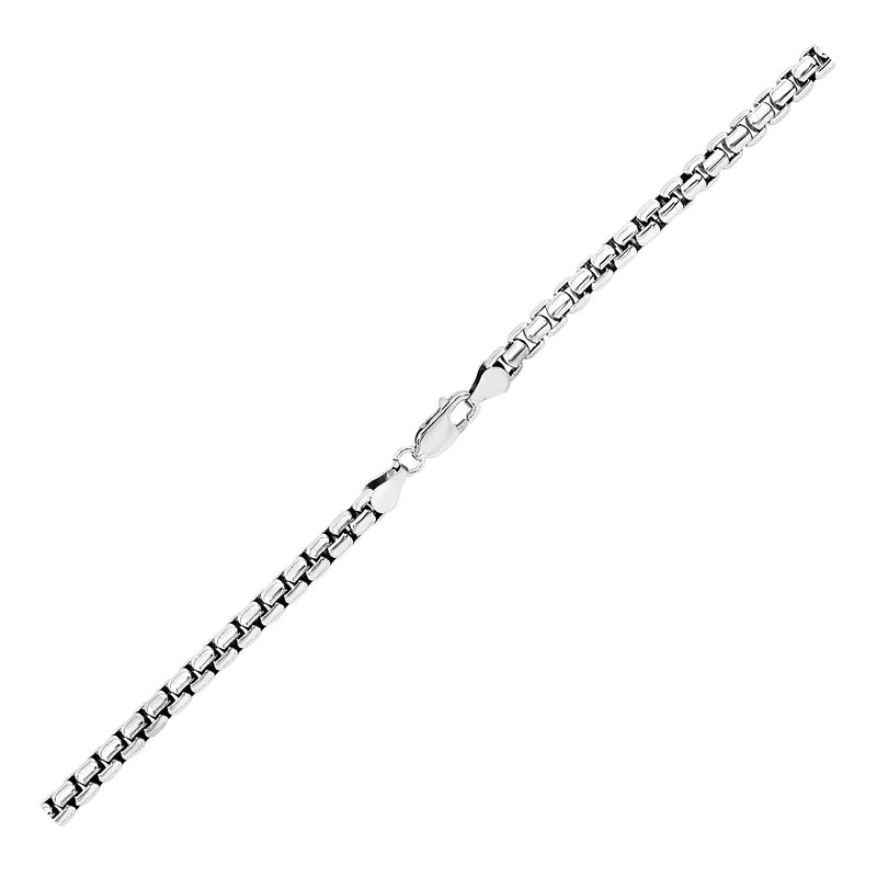 4.4mm Sterling Silver Rhodium Plated Round Box Chain - Premium Chains - Just $412.99! Shop now at Pulse Designer Fashion