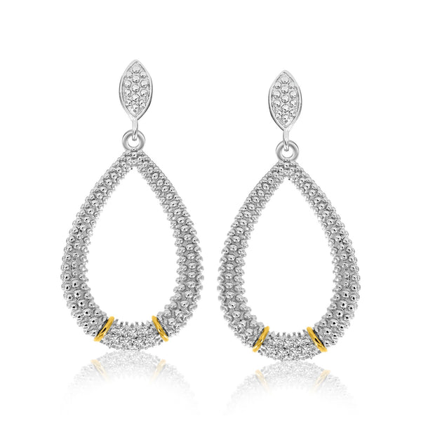 18k Yellow Gold & Sterling Silver Diamond Accented Graduated Popcorn Earrings - Premium Earrings - Just $527.99! Shop now at Pulse Designer Fashion