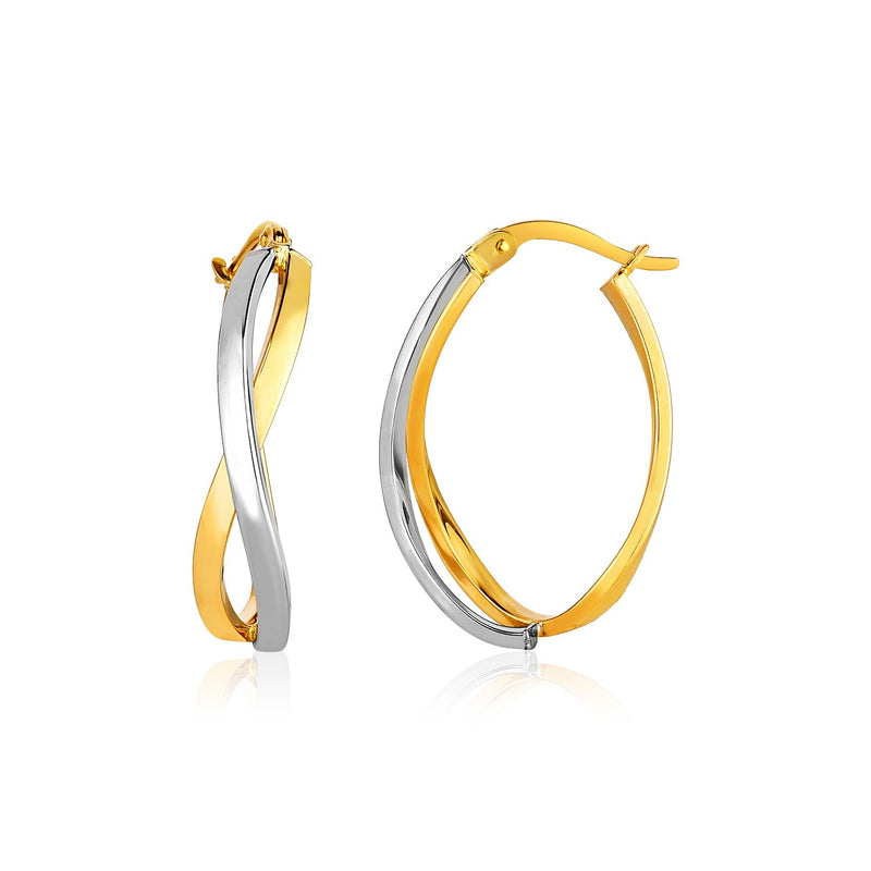 14k Two-Tone Gold Twisted Style Polished Hoop Earrings - Premium Earrings - Just $429.99! Shop now at Pulse Designer Fashion