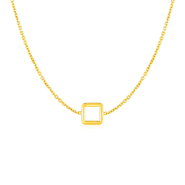 14k Yellow Gold Necklace with Petite Open Square Pendant - Premium Necklaces - Just $303.99! Shop now at Pulse Designer Fashion