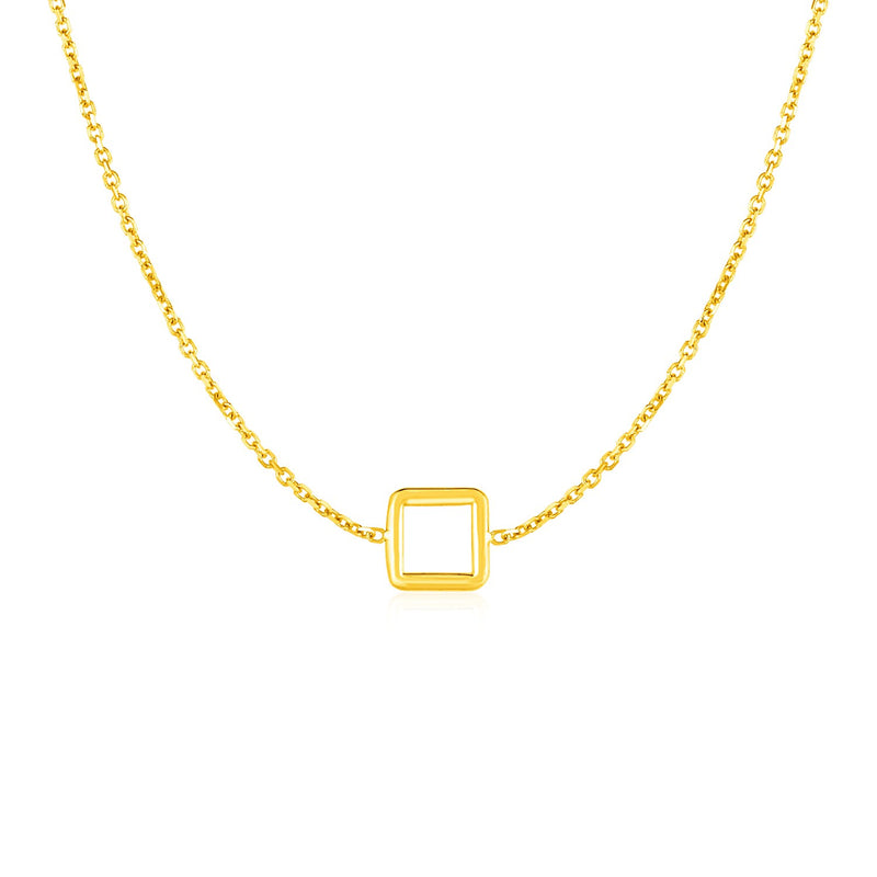 14k Yellow Gold Necklace with Petite Open Square Pendant - Premium Necklaces - Just $303.99! Shop now at Pulse Designer Fashion