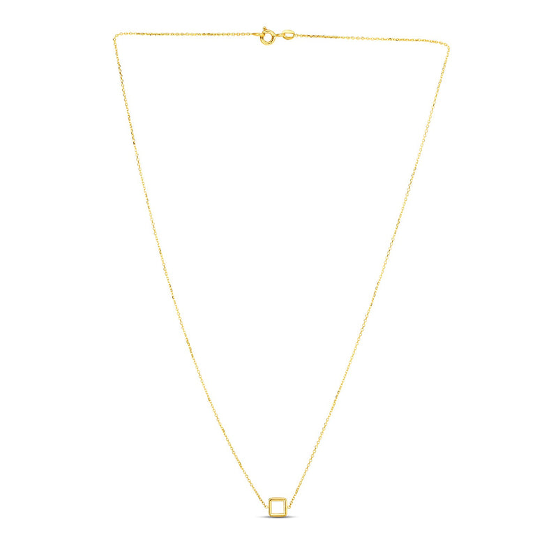 14k Yellow Gold Necklace with Petite Open Square Pendant - Premium Necklaces - Just $303.99! Shop now at Pulse Designer Fashion