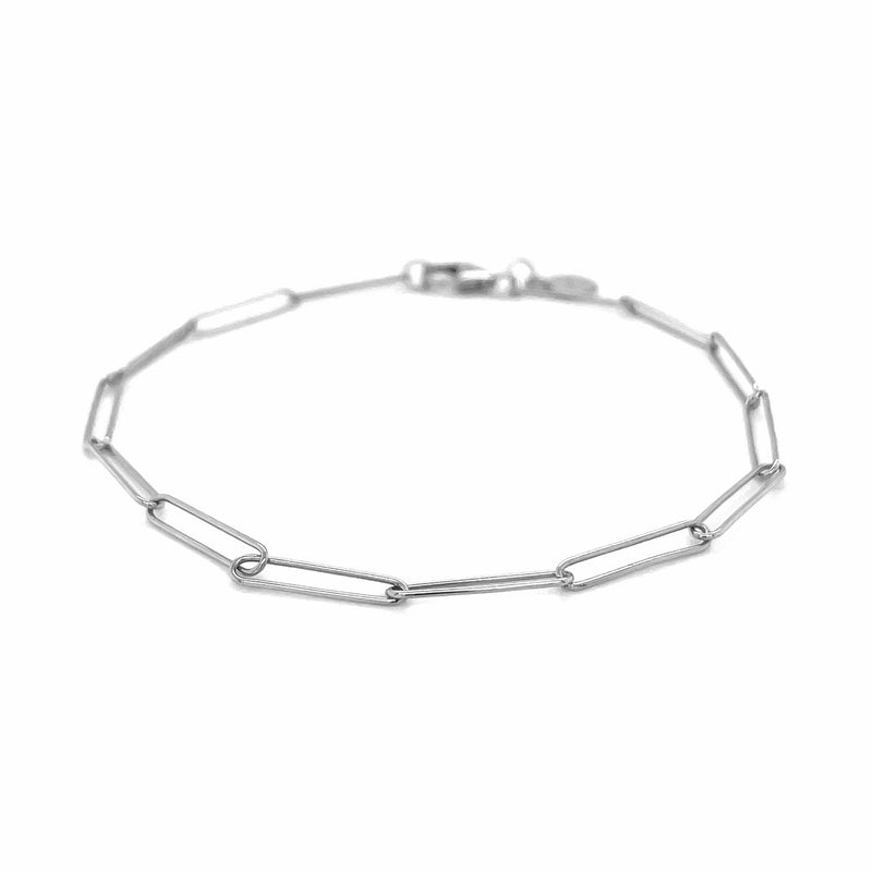 14k White Gold Wire Paperclip Bracelet (2.7mm) - Premium Bracelets - Just $384.99! Shop now at Pulse Designer Fashion