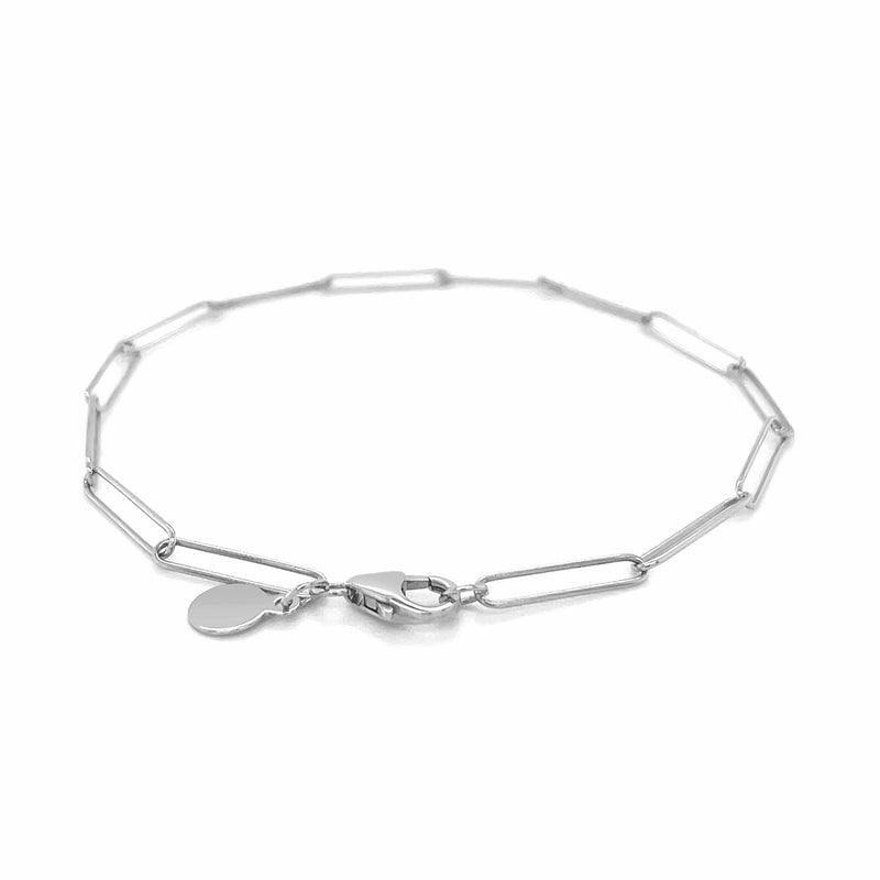 14k White Gold Wire Paperclip Bracelet (2.7mm) - Premium Bracelets - Just $384.99! Shop now at Pulse Designer Fashion