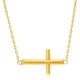 14k Yellow Gold Necklace with a Polished Cross Design - Premium Necklaces - Just $354.99! Shop now at Pulse Designer Fashion