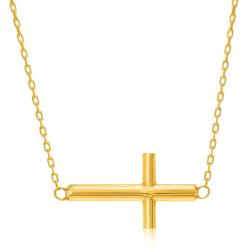 14k Yellow Gold Necklace with a Polished Cross Design - Premium Necklaces - Just $354.99! Shop now at Pulse Designer Fashion