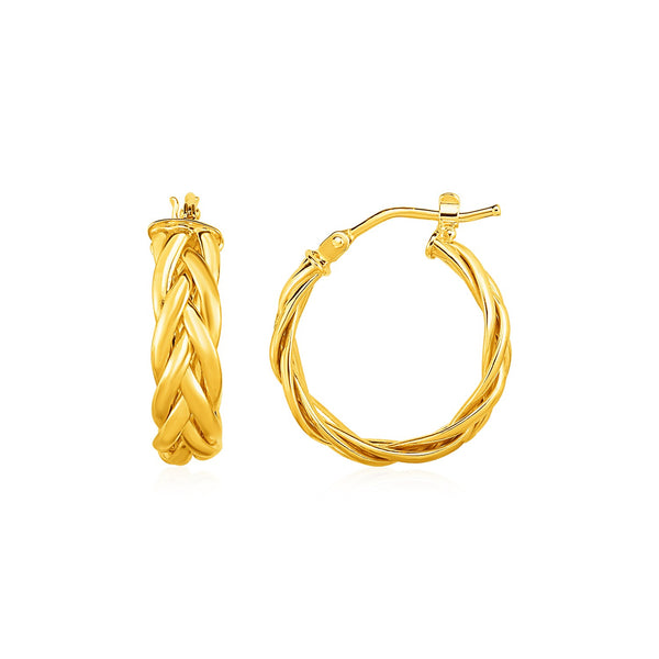 Shiny Braided Hoop Earrings in 14k Yellow Gold - Premium Earrings - Just $606.99! Shop now at Pulse Designer Fashion