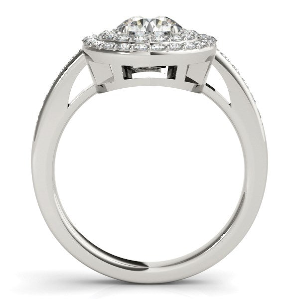 14k White Gold Round with Two-Row Halo Diamond Engagement Ring (1 1/2 cttw) - Premium Rings - Just $10269.99! Shop now at Pulse Designer Fashion