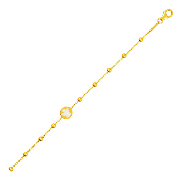 14k Yellow Gold Childrens Bracelet with Angel and Beads - Premium Bracelets - Just $299.99! Shop now at Pulse Designer Fashion