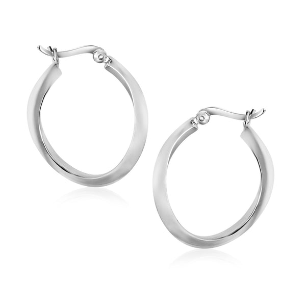 Sterling Silver Twist Design Oval Shape Hoop Earrings - Premium Earrings - Just $48.99! Shop now at Pulse Designer Fashion