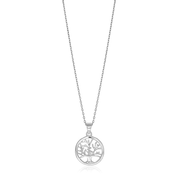 Sterling Silver inch Round Tree of Life Necklace - Premium Necklaces - Just $49.99! Shop now at Pulse Designer Fashion