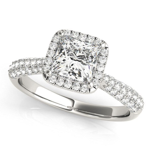 14k White Gold Halo Pave Band Diamond Engagement Ring (1 1/3 cttw) - Premium Rings - Just $11183.99! Shop now at Pulse Designer Fashion