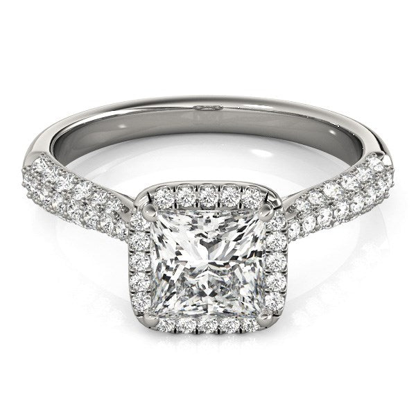 14k White Gold Halo Pave Band Diamond Engagement Ring (1 1/3 cttw) - Premium Rings - Just $11183.99! Shop now at Pulse Designer Fashion