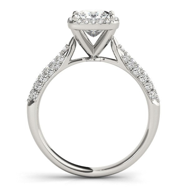 14k White Gold Halo Pave Band Diamond Engagement Ring (1 1/3 cttw) - Premium Rings - Just $11183.99! Shop now at Pulse Designer Fashion