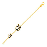 14k Yellow Gold Childrens Bracelet with Enameled Panda Bears - Premium Bracelets - Just $319.99! Shop now at Pulse Designer Fashion