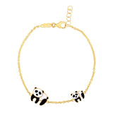 14k Yellow Gold Childrens Bracelet with Enameled Panda Bears - Premium Bracelets - Just $319.99! Shop now at Pulse Designer Fashion