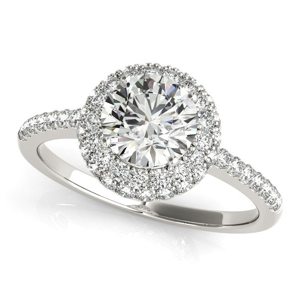 14k White Gold Classic Round Diamond Pave Design Engagement Ring (1 1/2 cttw) - Premium Rings - Just $7537.99! Shop now at Pulse Designer Fashion