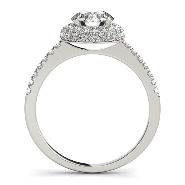 14k White Gold Classic Round Diamond Pave Design Engagement Ring (1 1/2 cttw) - Premium Rings - Just $7537.99! Shop now at Pulse Designer Fashion