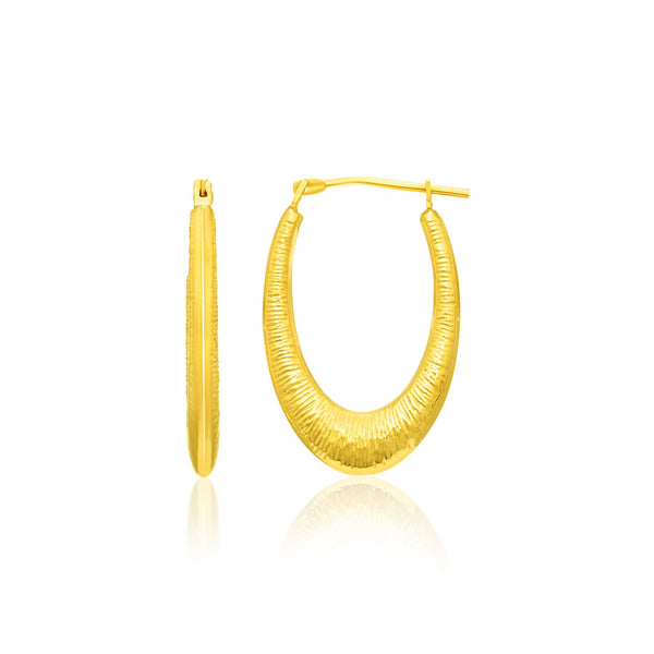 14k Yellow Gold Hoop Earrings in a Graduated Texture Style - Premium Earrings - Just $165.99! Shop now at Pulse Designer Fashion