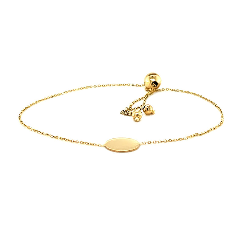 Adjustable Bracelet with Shiny Circle in 14k Yellow Gold - Premium Bracelets - Just $232.99! Shop now at Pulse Designer Fashion