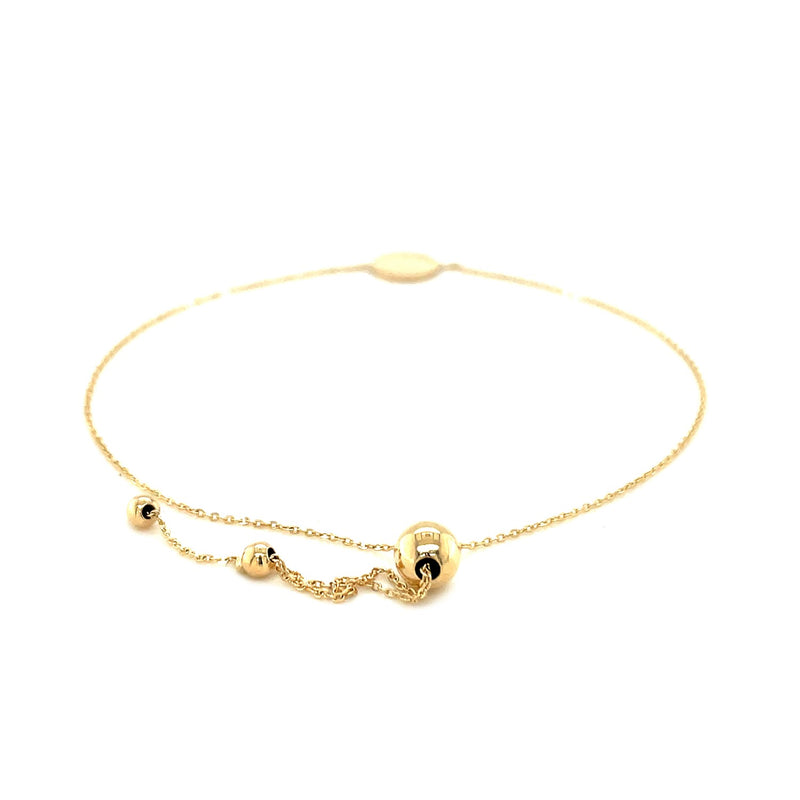 Adjustable Bracelet with Shiny Circle in 14k Yellow Gold - Premium Bracelets - Just $225.99! Shop now at Pulse Designer Fashion