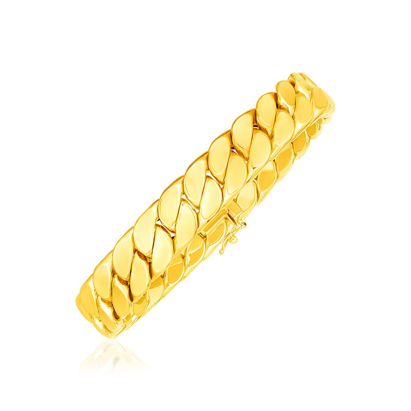 14k Yellow Gold 8 1/4 inch Mens Wide Curb Chain Bracelet - Premium Bracelets - Just $4841.99! Shop now at Pulse Designer Fashion