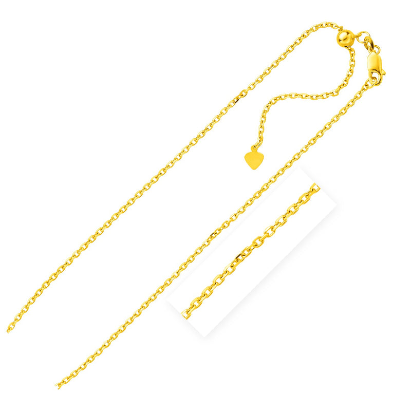 Sterling Silver Yellow Finish 1.5mm Adjustable Cable Chain - Premium Chains - Just $74.99! Shop now at Pulse Designer Fashion