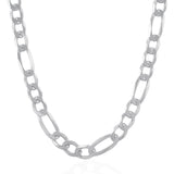 Rhodium Plated 11.6mm Sterling Silver Figaro Style Chain - Premium Chains - Just $649.99! Shop now at Pulse Designer Fashion