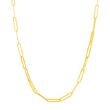 14k Yellow Gold Alternating Paperclip Chain Link and Gold Bar Necklace - Premium Necklaces - Just $875.99! Shop now at Pulse Designer Fashion