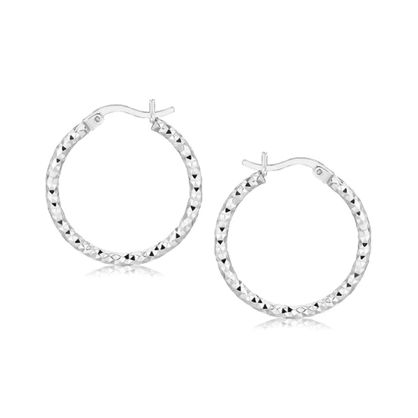 Sterling Silver Rhodium Plated Weave Like Hoop Style Earrings - Premium Earrings - Just $29.99! Shop now at Pulse Designer Fashion