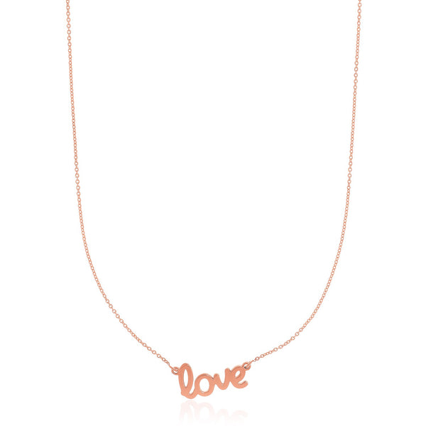 14k Rose Gold Script LOVE Necklace - Premium Necklaces - Just $591.99! Shop now at Pulse Designer Fashion