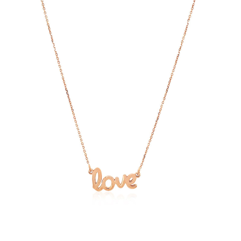 14k Rose Gold Script LOVE Necklace - Premium Necklaces - Just $591.99! Shop now at Pulse Designer Fashion