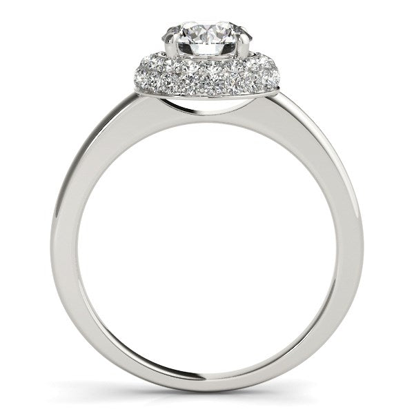 Diamond Engagement Ring with Pave Halo Stones in 14k White Gold (1 3/8 cttw) - Premium Rings - Just $7315.99! Shop now at Pulse Designer Fashion