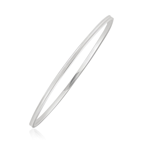 14k White Gold Concave Motif Thin  Stackable Bangle - Premium Bangles - Just $447.99! Shop now at Pulse Designer Fashion