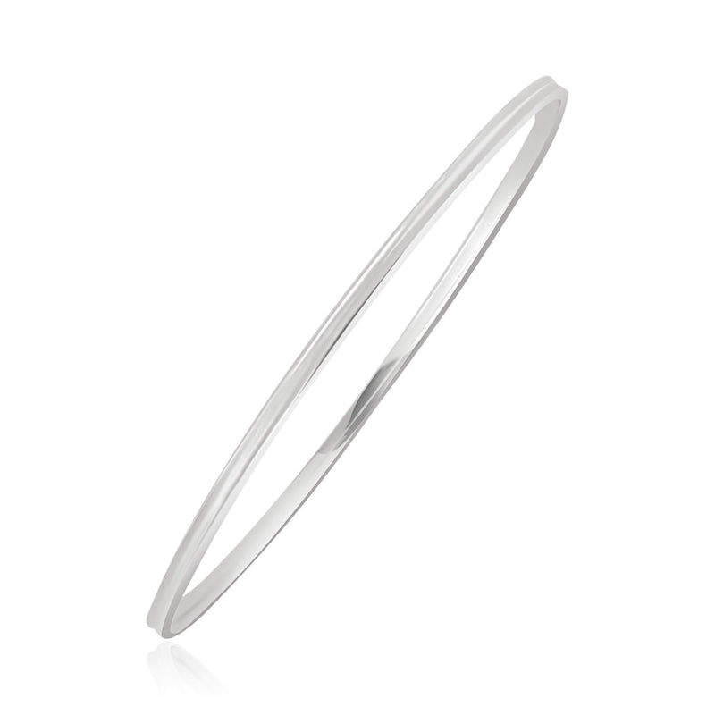 14k White Gold Concave Motif Thin  Stackable Bangle - Premium Bangles - Just $412.99! Shop now at Pulse Designer Fashion