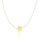 14k Yellow Gold Necklace with Shiny Puffed Sliding Star Charm - Premium Necklaces - Just $341.99! Shop now at Pulse Designer Fashion